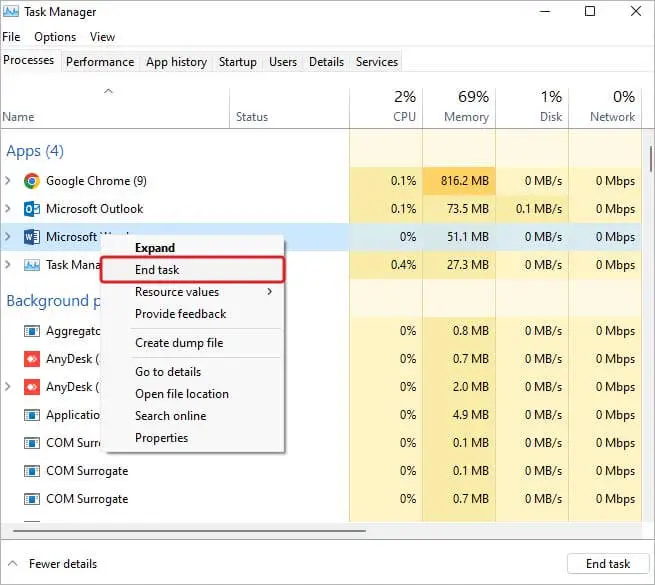 Finalizar-tarefa-do-windows correção erro 0x0 0x0