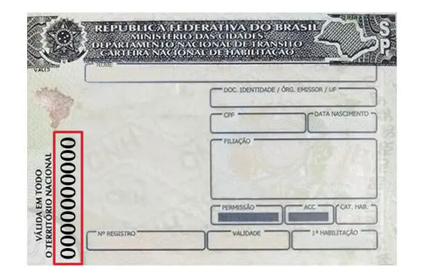 Número do espelho da CNH