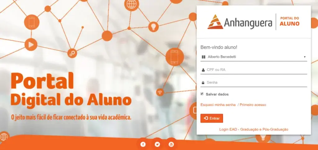 Portal do Aluno Anhanguera login