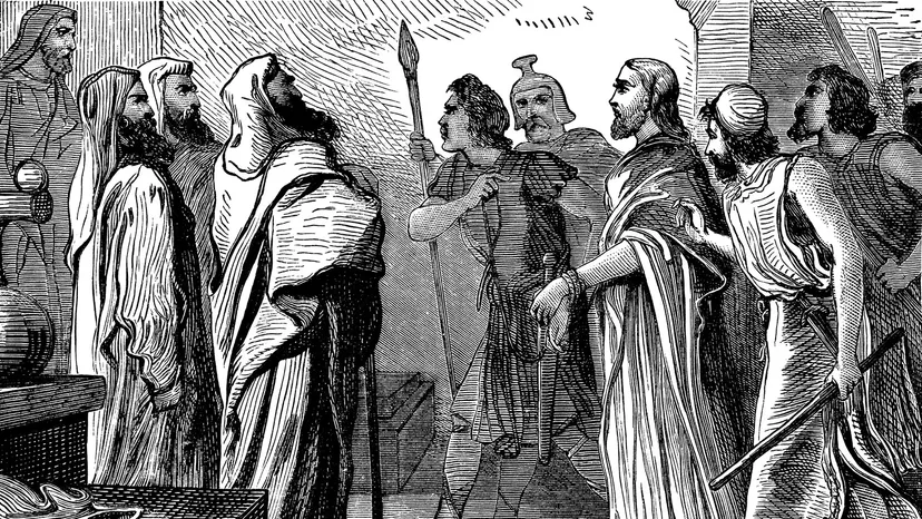 Jesus aparece diante de Pilatos.