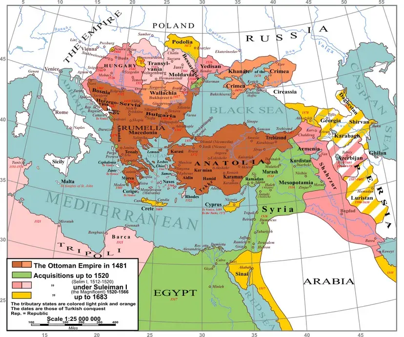 Um mapa do Império Otomano