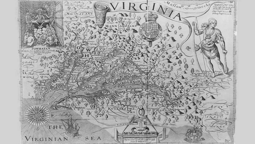 mapa da Virgínia de John Smith