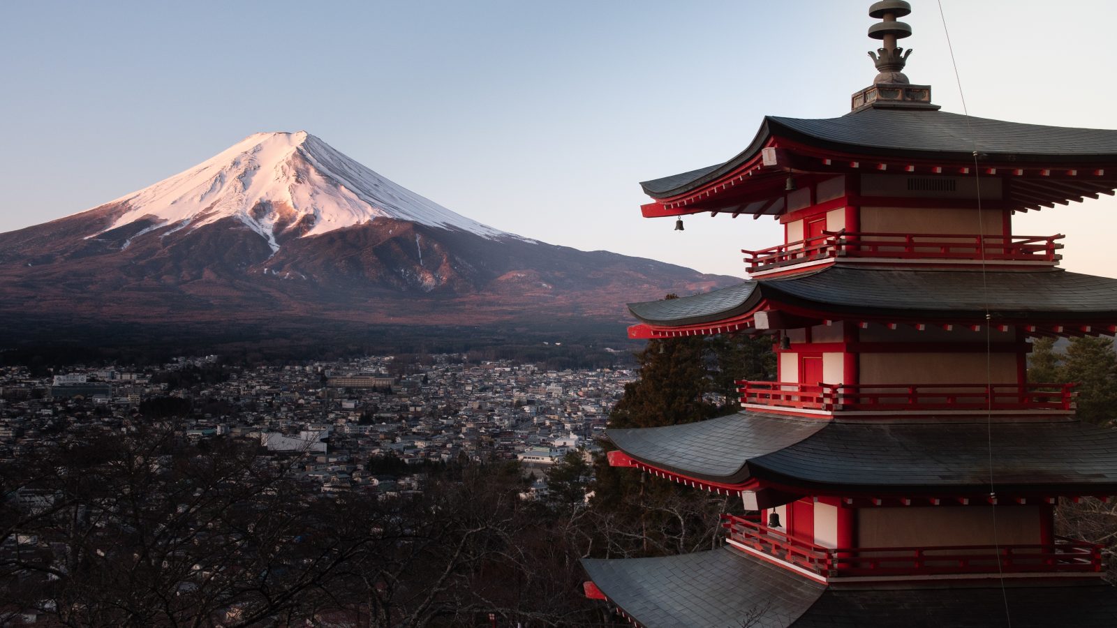 red chureito pagoda japan with mount fuji 1