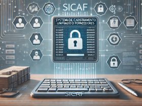 O que é Sicaf? 15 batch DALL·E 2024 11 11 12.18.49 A professional illustration of the SICAF Sistema de Cadastramento Unificado de Fornecedores representing a unified supplier registration system in