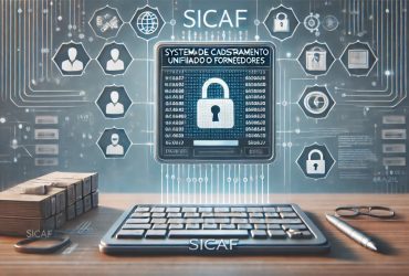 O que é Sicaf? 9 batch DALL·E 2024 11 11 12.18.49 A professional illustration of the SICAF Sistema de Cadastramento Unificado de Fornecedores representing a unified supplier registration system in