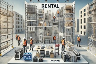 Aluguel de Andaimes com Segurança e Economia: Tudo o que Você Precisa Saber 7 batch DALL·E 2024 12 16 12.49.52 A wide image depicting a professional construction site with various scaffolding systems andaimes set up for rental purposes. The scene includes wor
