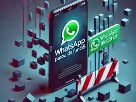 Por que o WhatsApp GB Parou de Funcionar? Razões Aqui 14 Imagem mostrando um smartphone com o ícone do WhatsApp GB exibindo uma mensagem de erro, representando o tema 'Por que o WhatsApp GB parou de funcionar'.