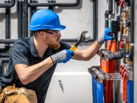 technician checking heating system boiler room 169016 55519 Copia