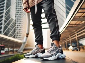 batch DALL·E 2025 02 04 12.29.55 A professional horizontal photo of a stylish young person wearing fashionable sneakers. The subject has a confident pose wearing trendy streetwear w