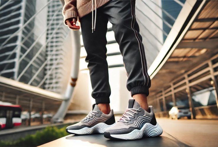 batch DALL·E 2025 02 04 12.29.55 A professional horizontal photo of a stylish young person wearing fashionable sneakers. The subject has a confident pose wearing trendy streetwear w