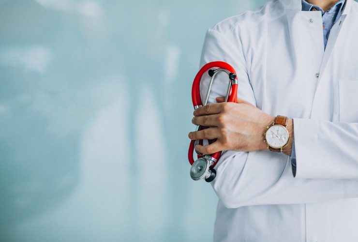 young handsome physician medical robe with stethoscope 1