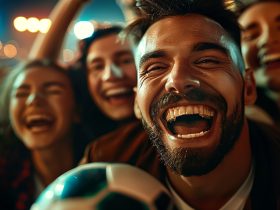 soccer fans cheering their team