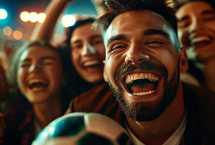 soccer fans cheering their team