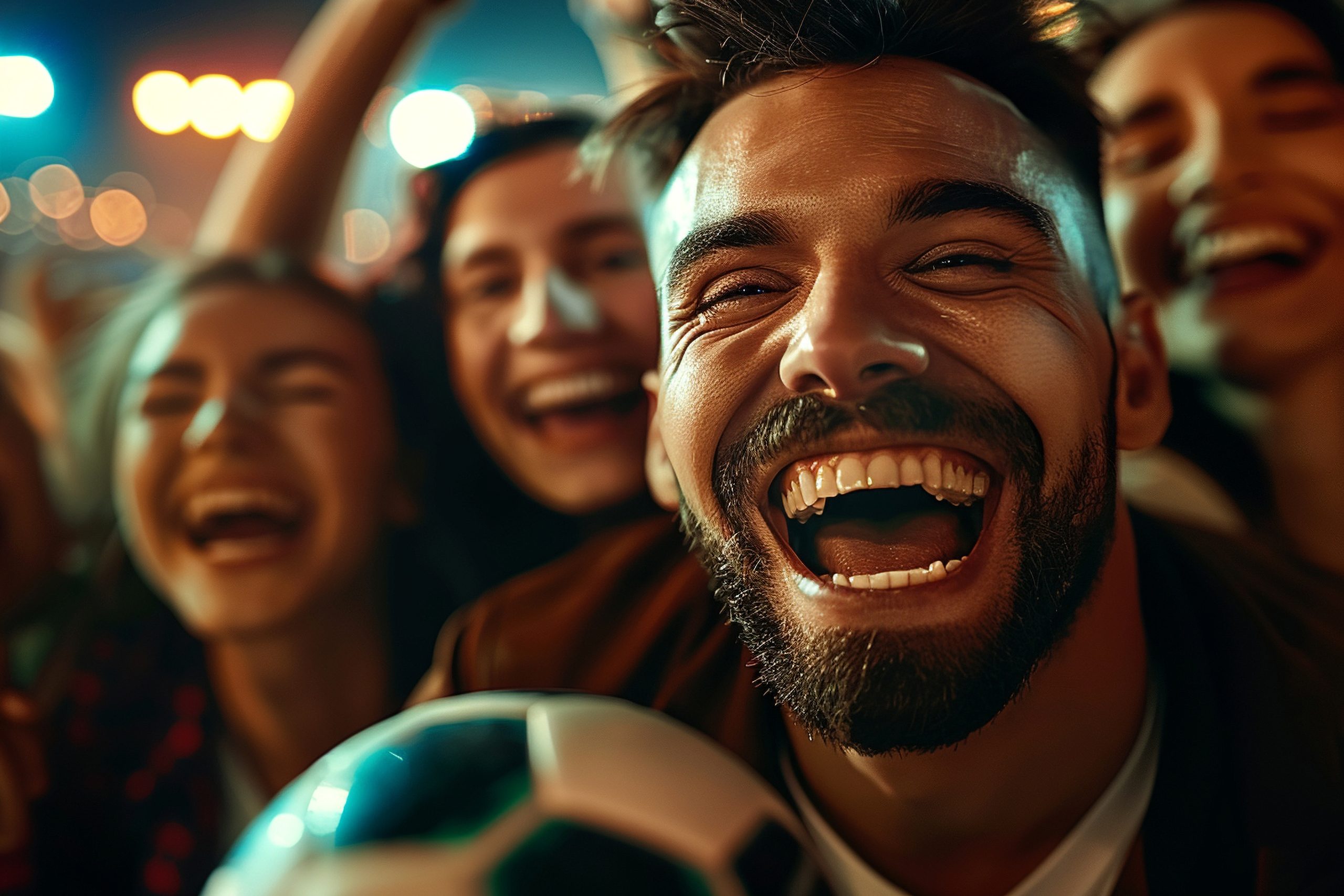 soccer fans cheering their team scaled